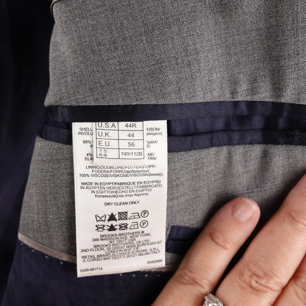 Brooks Brothers 346 Explorer Fitzgerald Men's 44RG Gray‎ Wool Blend Blazer Egypt